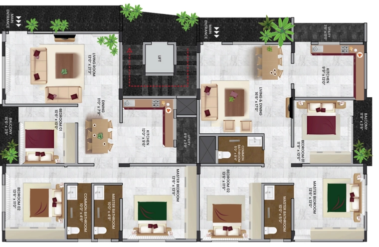 Floor Plan of GSRK A1 Homes in Yelahanka New Town, Bangalore - Image 423670