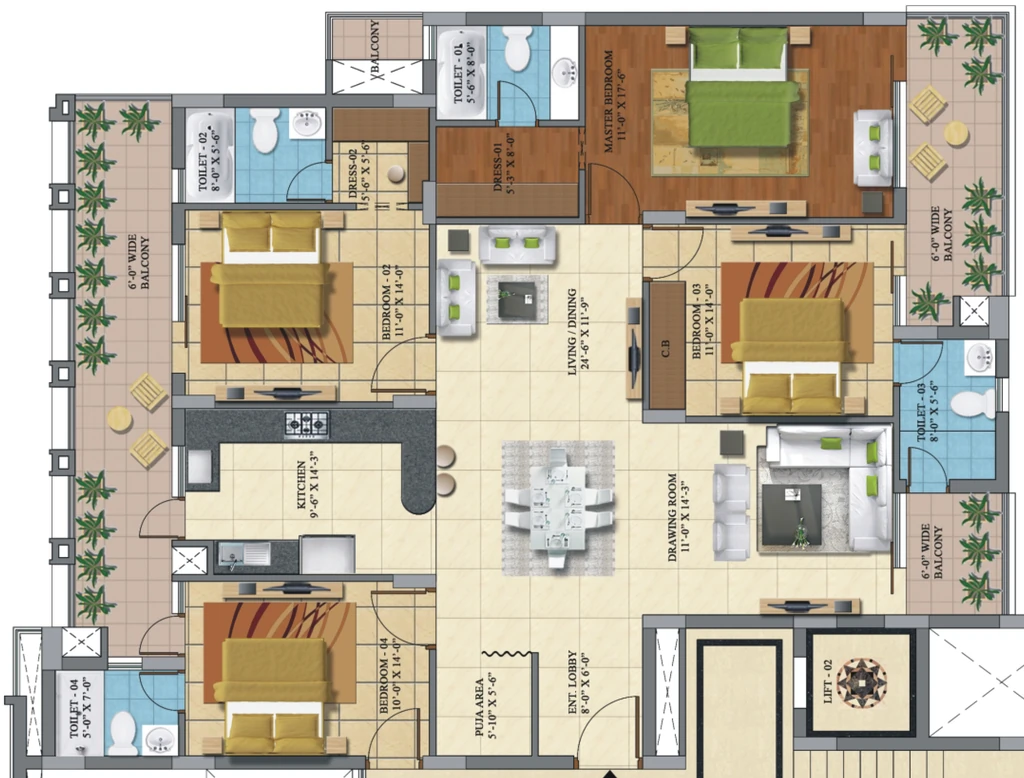 4 BHK Flat in Exotic Grandeur in Zirakpur, Chandigarh - Image 926622