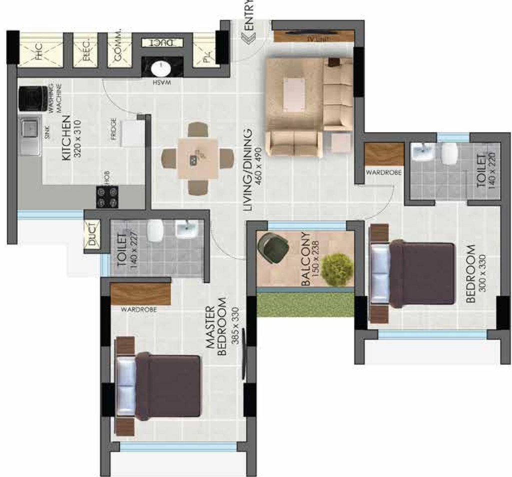 2 BHK Flat in Arcon Cyber Heights in Kulathoor, Thiruvananthapuram - Image 926715