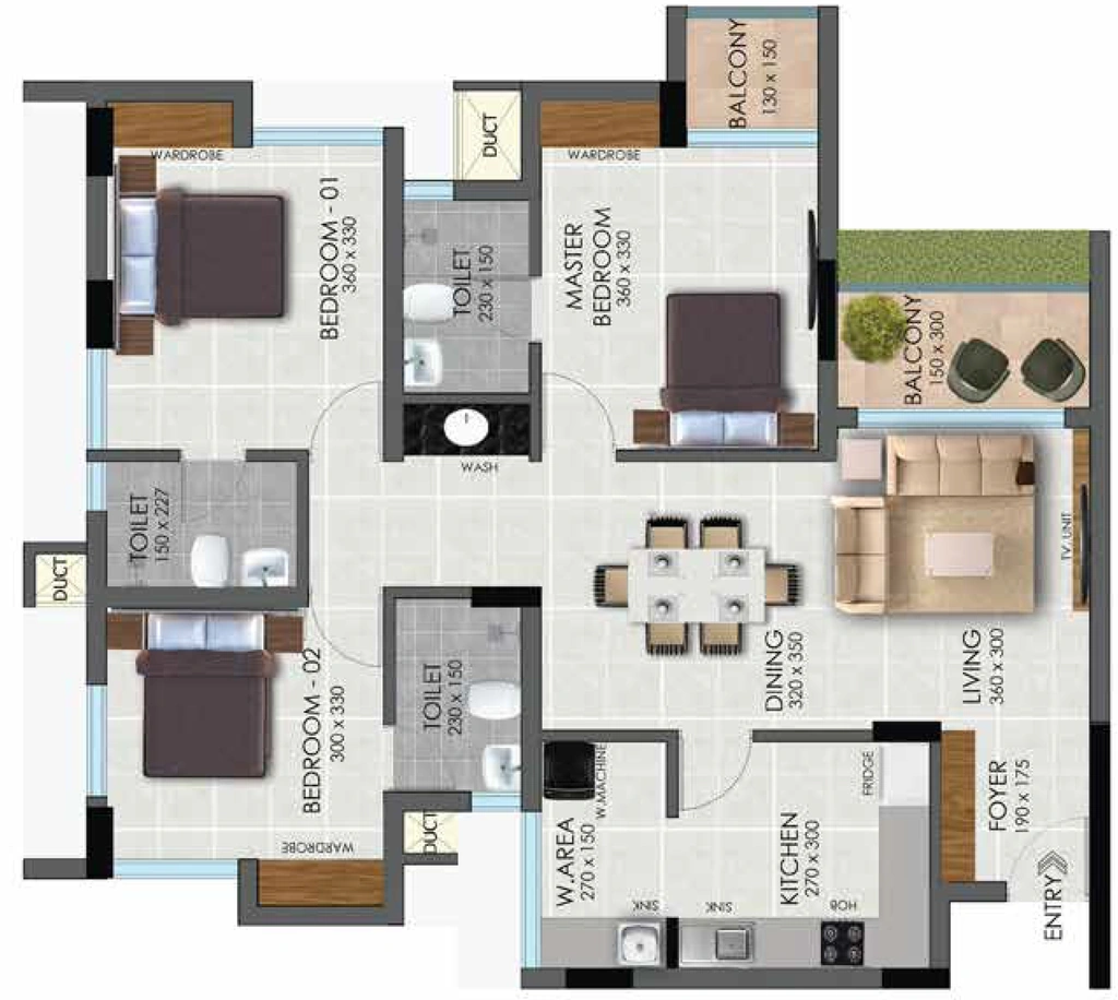 3 BHK Flat in Arcon Cyber Heights in Kulathoor, Thiruvananthapuram - Image 926717