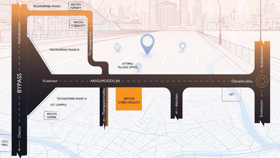 Location of Arcon Cyber Heights in Kulathoor, Thiruvananthapuram - Image 423958