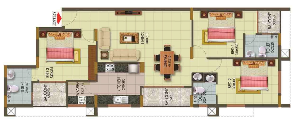 3 BHK Flat in Arcon Infinity in Kulathoor, Thiruvananthapuram - Image 926724