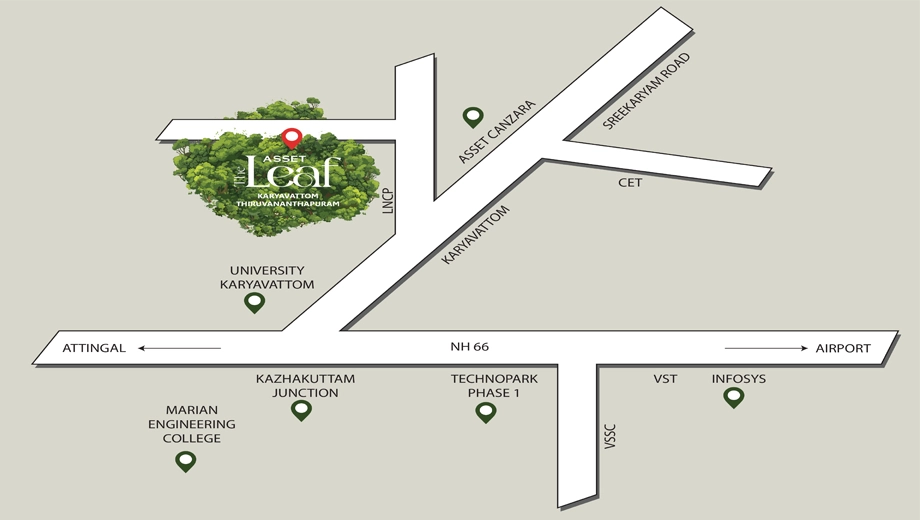 Location of Asset The Leaf in Karyavattom, Thiruvananthapuram - Image 424137