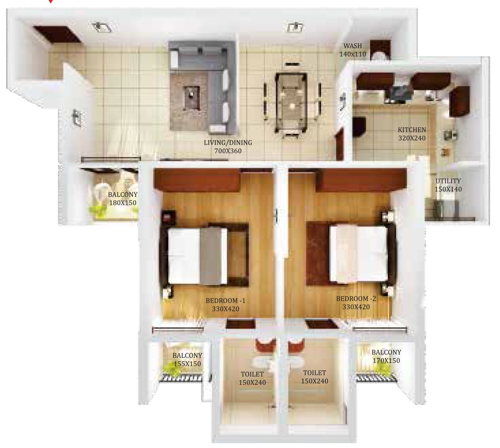 2 BHK Flat in Condor Cyber Gardens Carnations in Kazhakootam, Thiruvananthapuram - Image 926754