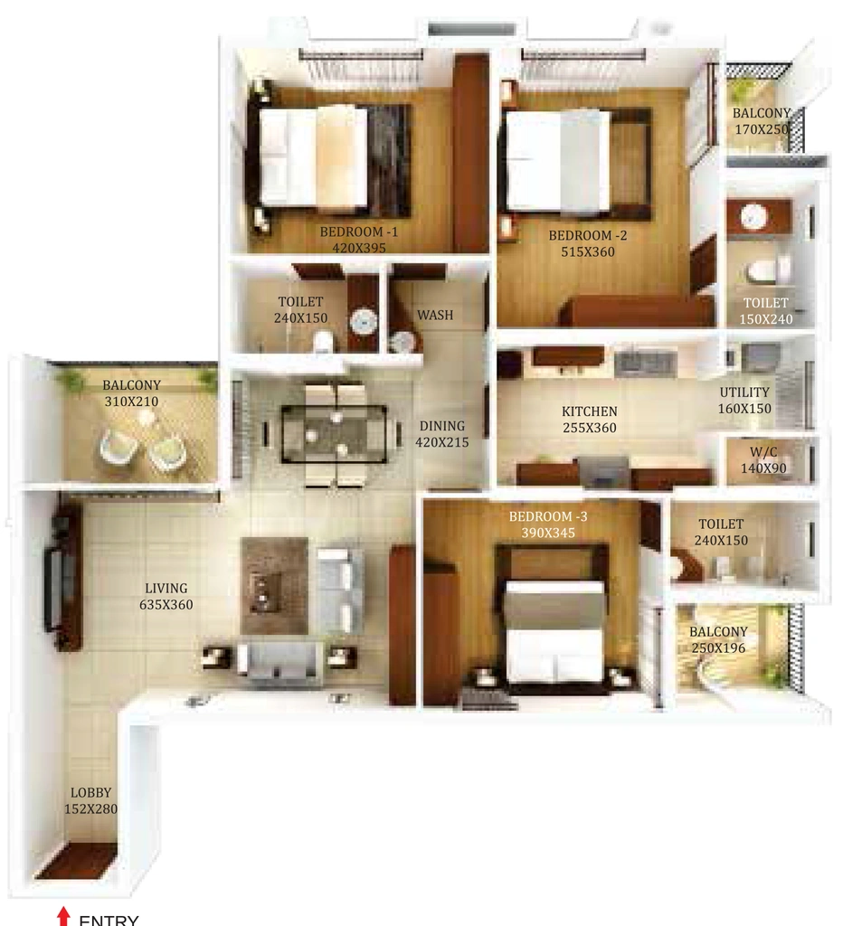3 BHK Flat in Condor Cyber Gardens Carnations in Kazhakootam, Thiruvananthapuram - Image 926757