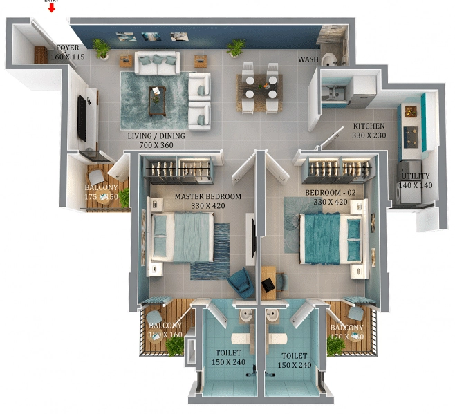 2 BHK Flat in Condor Cyber Gardens Iris in Kazhakootam, Thiruvananthapuram - Image 926750