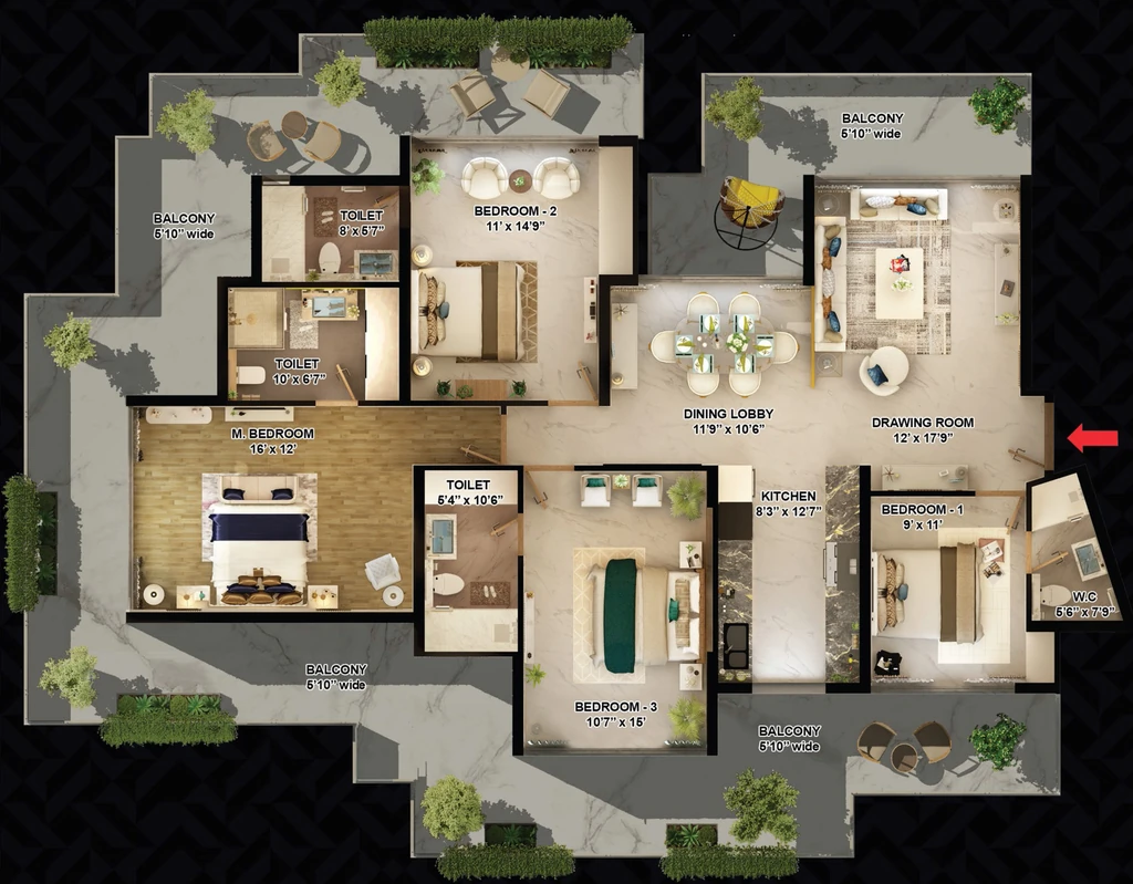 4 BHK Flat in Luxestates The Sky Heights in Panchkula, Chandigarh - Image 926649