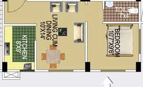 1 BHK Flat in Kaizen The Seasons in VIP Road, Guwahati - Image 926651