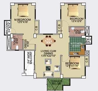 3 BHK Flat in Kaizen The Seasons in VIP Road, Guwahati - Image 926654