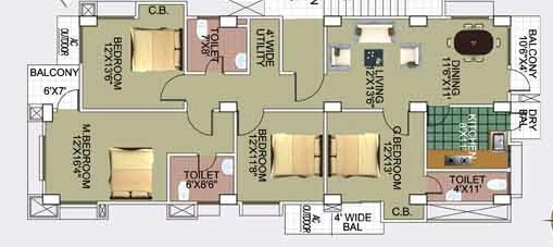 4 BHK Flat in Kaizen The Seasons in VIP Road, Guwahati - Image 926657