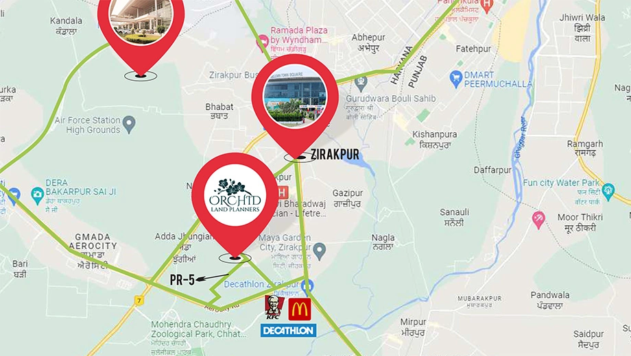 Location of HLP Palmillas Villas in Zirakpur, Chandigarh - Image 423807