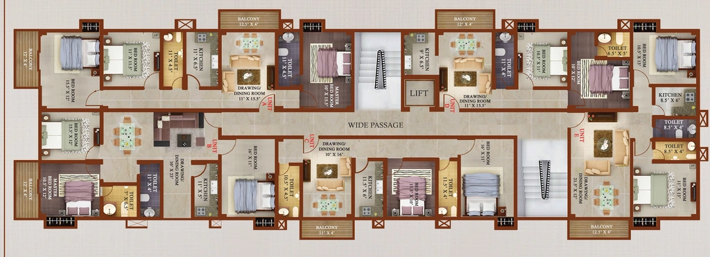 Floor Plan of Kamakshi Heights in Ahom Gaon, Guwahati - Image 423825