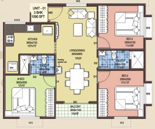 3 BHK Flat in Confident Phoenix 3 in Kazhakootam, Thiruvananthapuram - Image 926736