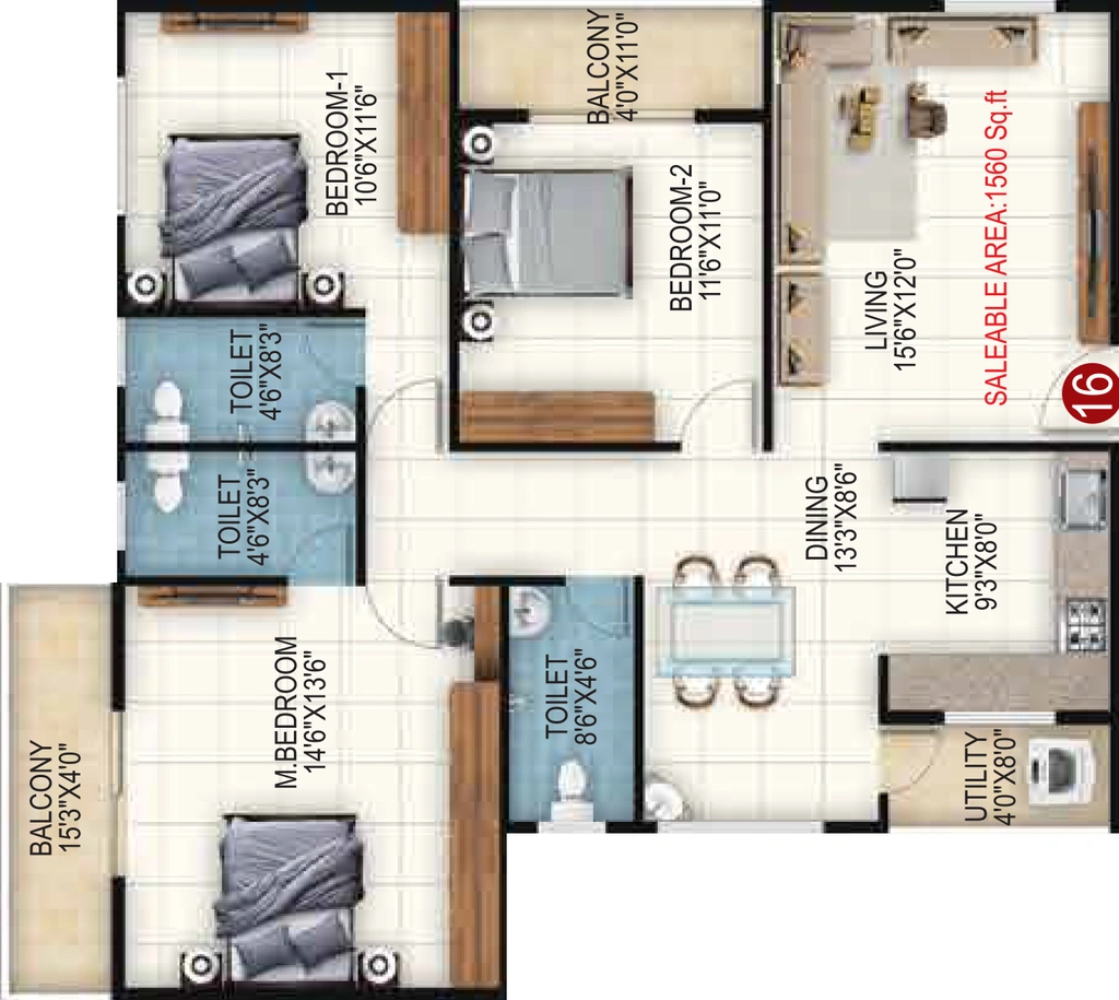 3 BHK Flat in Akshaya Sai Orchid in Electronic City, Bangalore - Image 926687