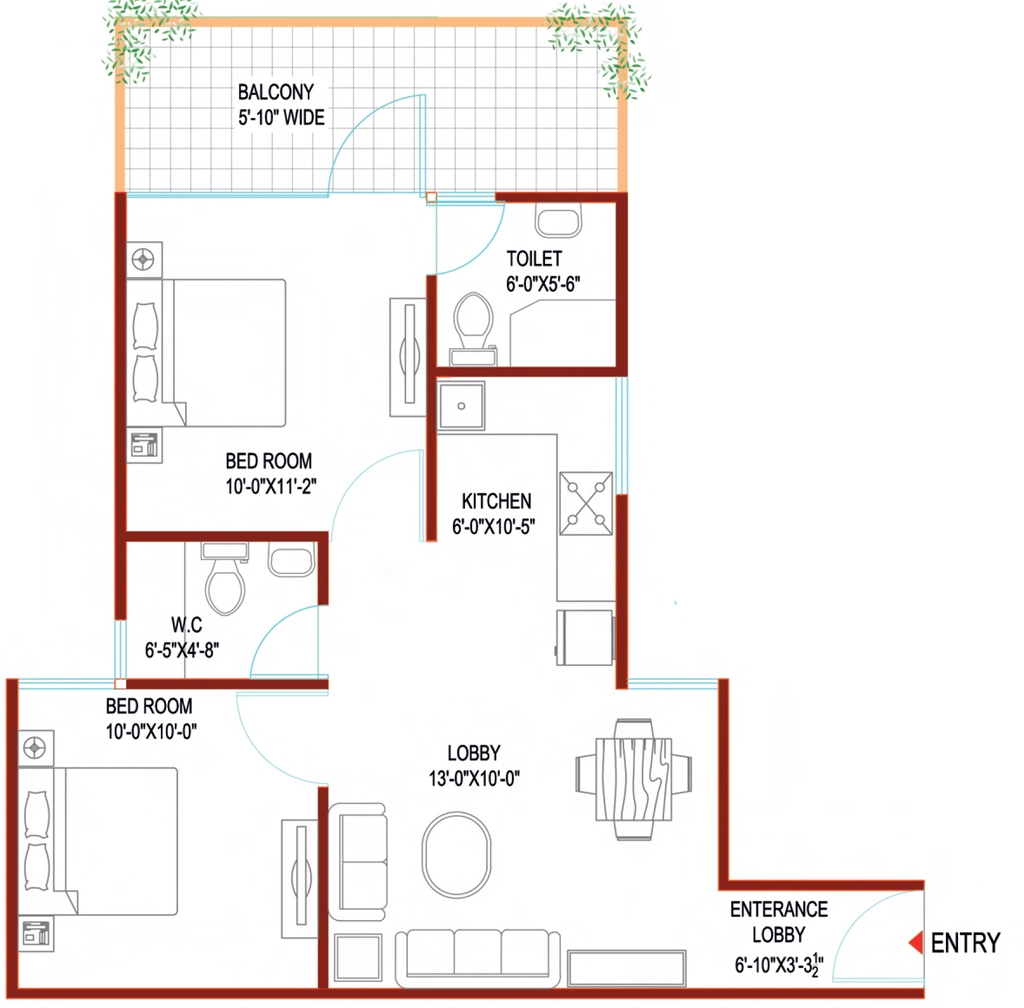 2 BHK Flat in Shree Vardhman Green Space in Panchkula, Chandigarh - Image 926691