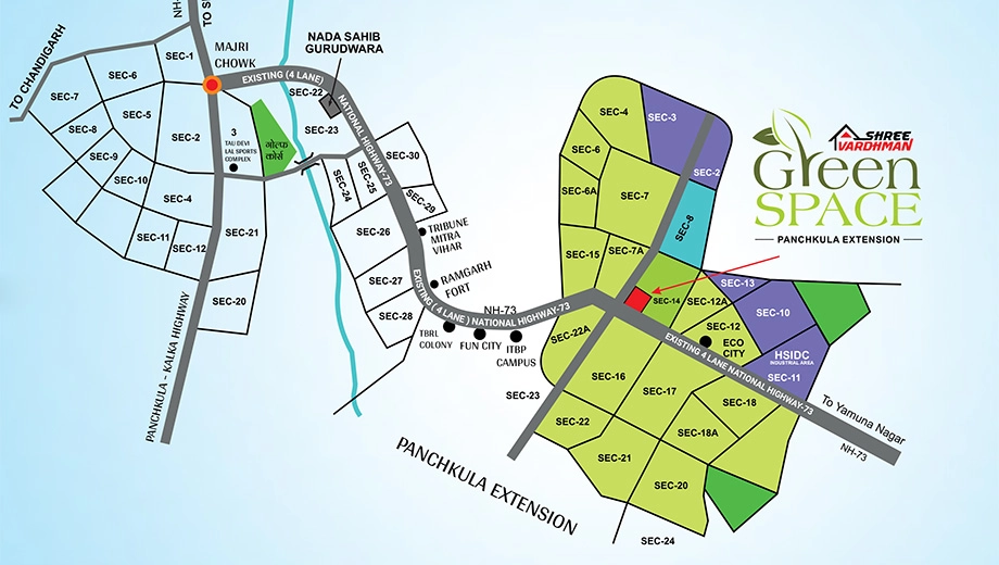 Location of Shree Vardhman Green Space - Image 423880