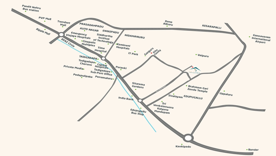 Location of Sunsiri Green Delight County in Edupugallu, Vijayawada - Image 423905