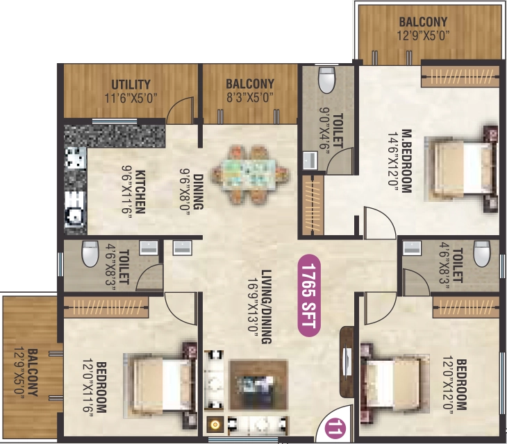 3 BHK Flat in VRL Royal Homes in Sarjapur, Bangalore - Image 926784