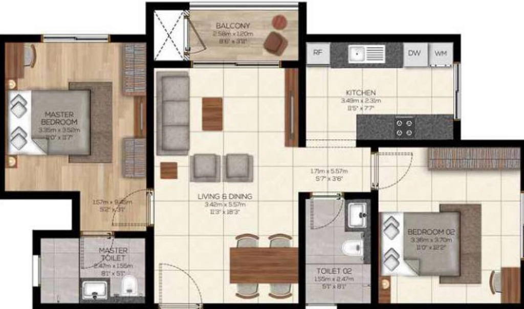 2 BHK Flat in Brigade Belvedere in Budigere Road, Bangalore - Image 926786