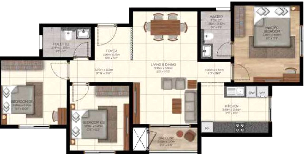 3 BHK Flat in Brigade Belvedere in Budigere Road, Bangalore - Image 926787