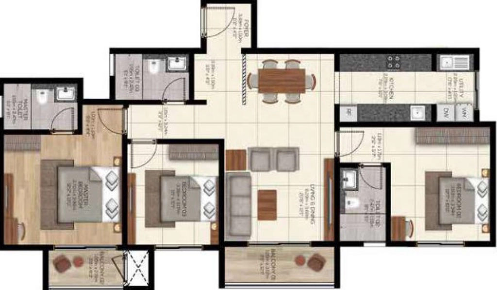 3 BHK Flat in Brigade Belvedere in Budigere Road, Bangalore - Image 926788