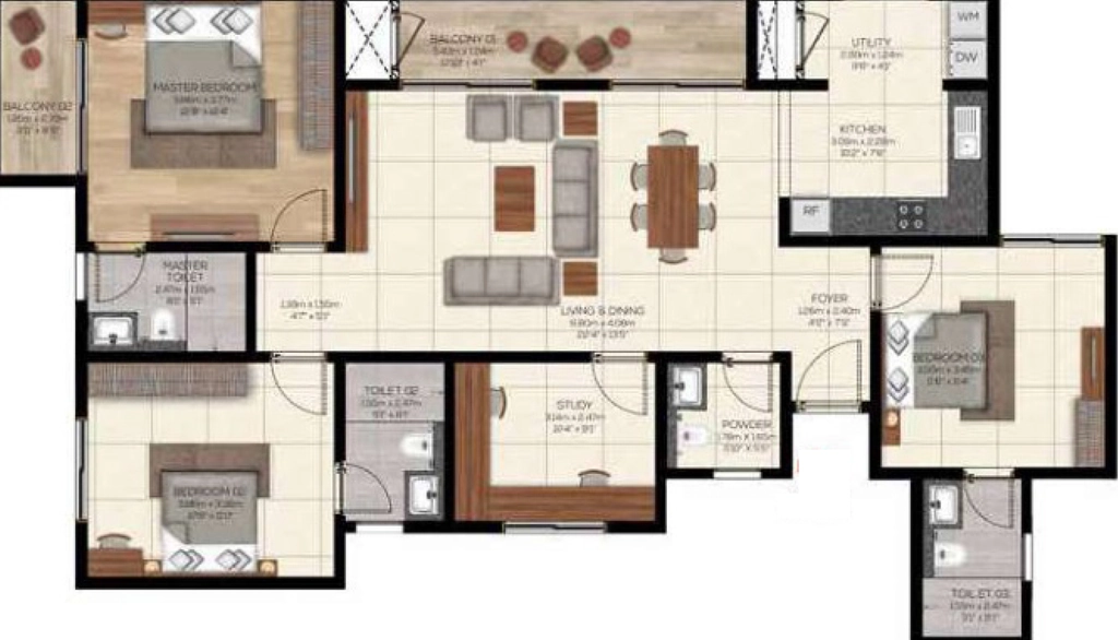 3 BHK Flat in Brigade Belvedere in Budigere Road, Bangalore - Image 926789
