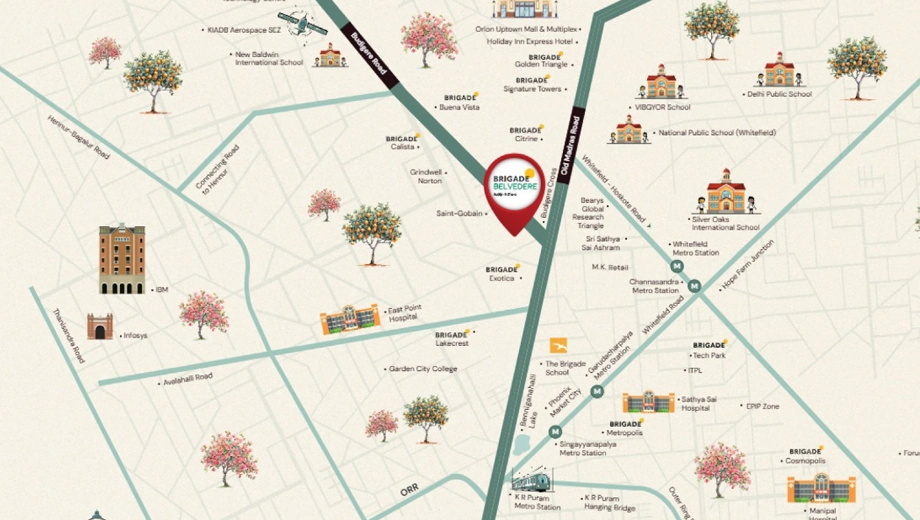 Location of Brigade Belvedere in Budigere Road, Bangalore - Image 424172