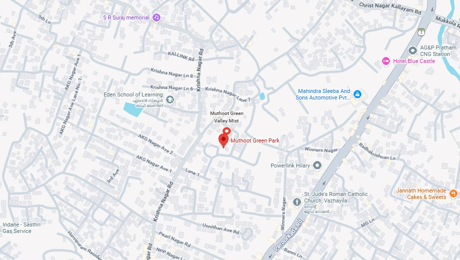 Location of Muthoot Green Park Apartments in Peroorkada, Thiruvananthapuram - Image 424217