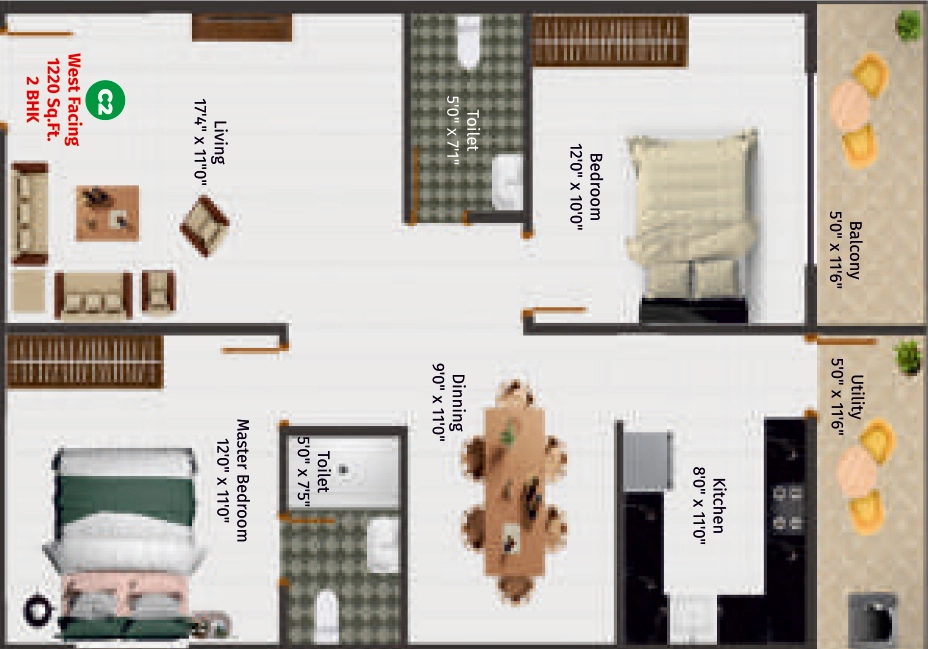 2 BHK Flat in Mukunda Gokulam in Krishnarajapuram, Bangalore - Image 926812