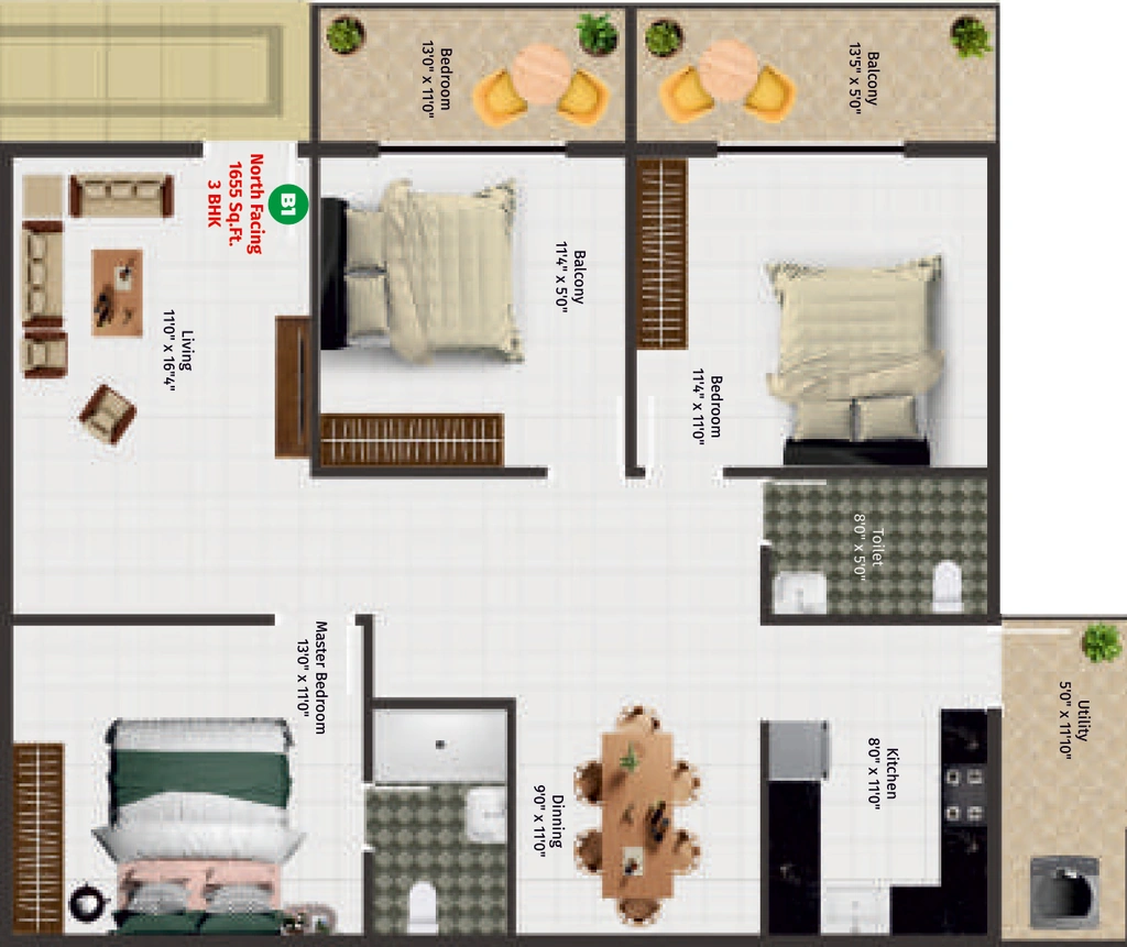 3 BHK Flat in Mukunda Gokulam in Krishnarajapuram, Bangalore - Image 926815