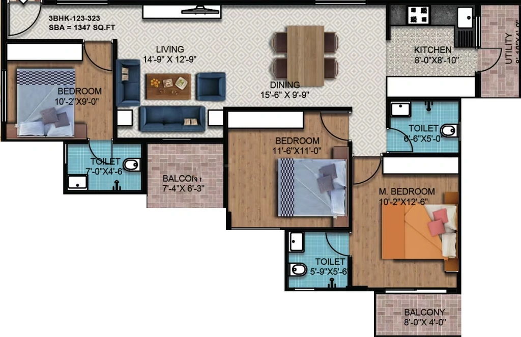 3 BHK Flat in Mane BS 49 in Rachenahalli, Bangalore - Image 926836