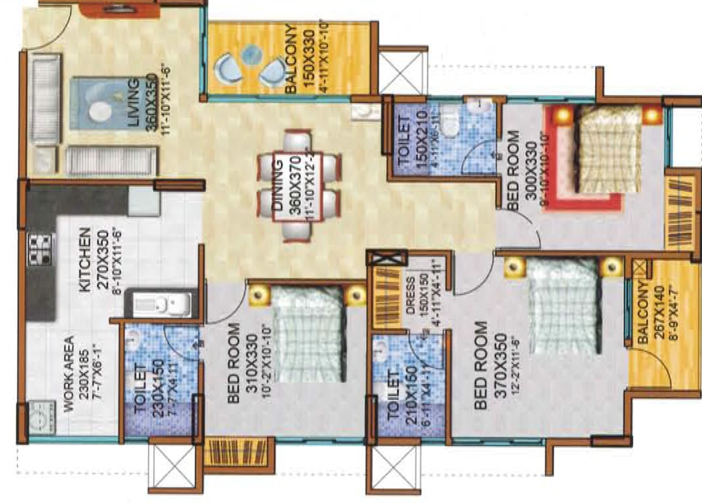 3 BHK Flat in Oceanus Sunshine in Kazhakootam, Thiruvananthapuram - Image 926845