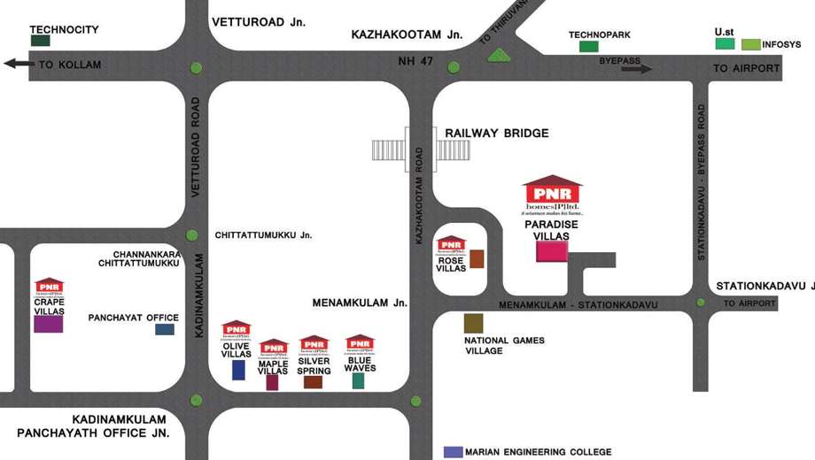 Location of PNR Paradise Villa in Kazhakootam, Thiruvananthapuram - Image 424287
