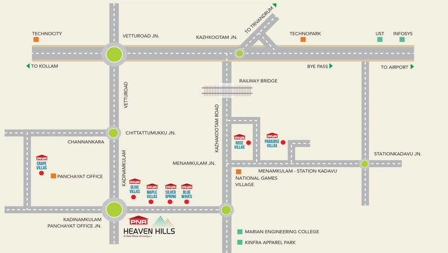 Location of PNR The Heaven Hills in Kazhakootam, Thiruvananthapuram - Image 424270