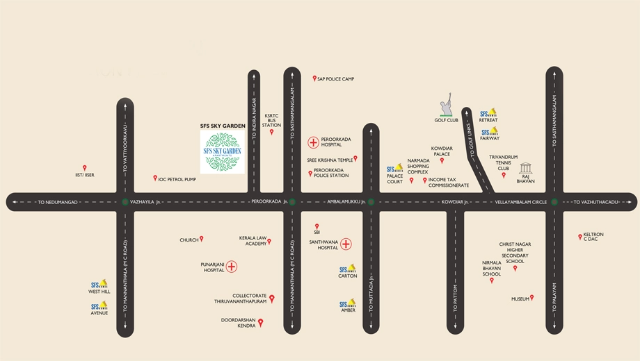 Location of SFS Sky Garden in Peroorkada, Thiruvananthapuram - Image 424255