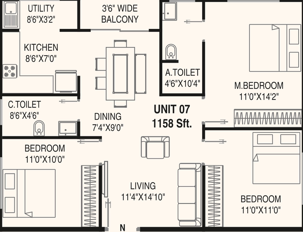 3 BHK Flat in Aditya Raaga in Begur, Bangalore - Image 926850