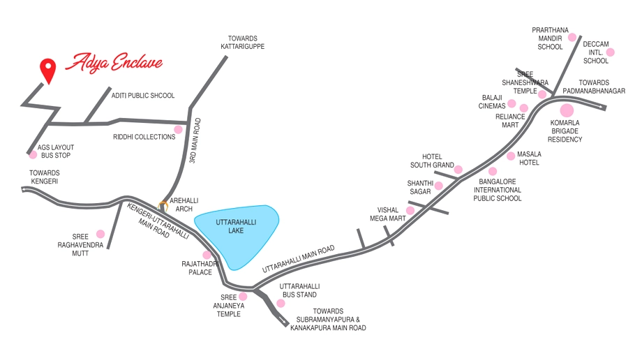 Location of Aditya Adya Enclave in Uttarahalli, Bangalore - Image 424327