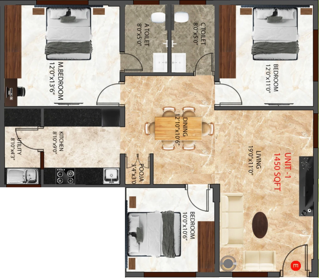 3 BHK Flat in Aditya Classic in Subramanyapura, Bangalore - Image 926860