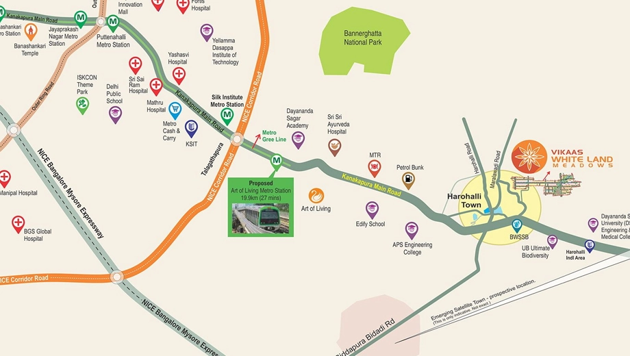 Location of Vikaas White Land Meadows in Kanakapura Road, Bangalore - Image 424354