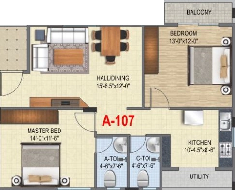 2 BHK Flat in Laksh Royal Manor in Magadi Road, Bangalore - Image 926875