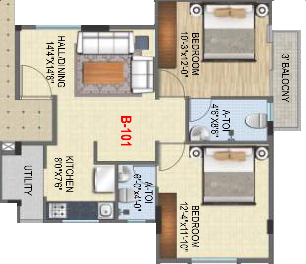 2 BHK Flat in Laksh Royal Manor in Magadi Road, Bangalore - Image 926874