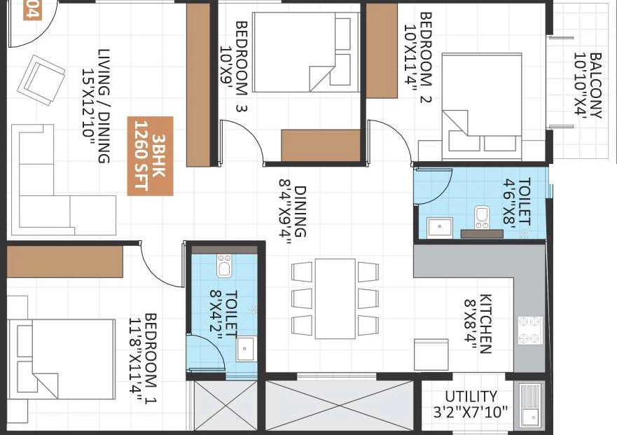 3 BHK Flat in JP Jasmine in Hoskote, Bangalore - Image 926880