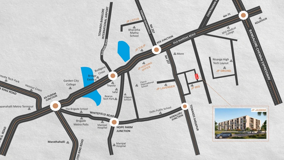 Location of JP Jasmine in Hoskote, Bangalore - Image 424376