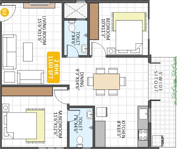 2 BHK Flat in JP Orchid in Hoskote, Bangalore - Image 926882