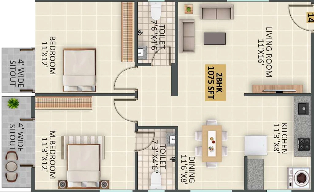 2 BHK Flat in JP Lavender in Hoskote, Bangalore - Image 926885