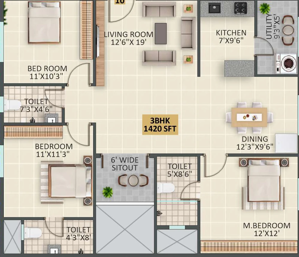3 BHK Flat in JP Lavender in Hoskote, Bangalore - Image 926890