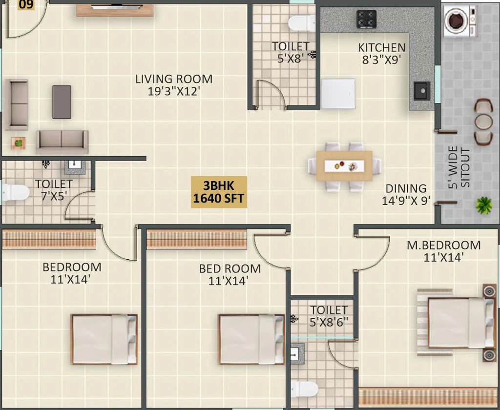3 BHK Flat in JP Lavender in Hoskote, Bangalore - Image 926891