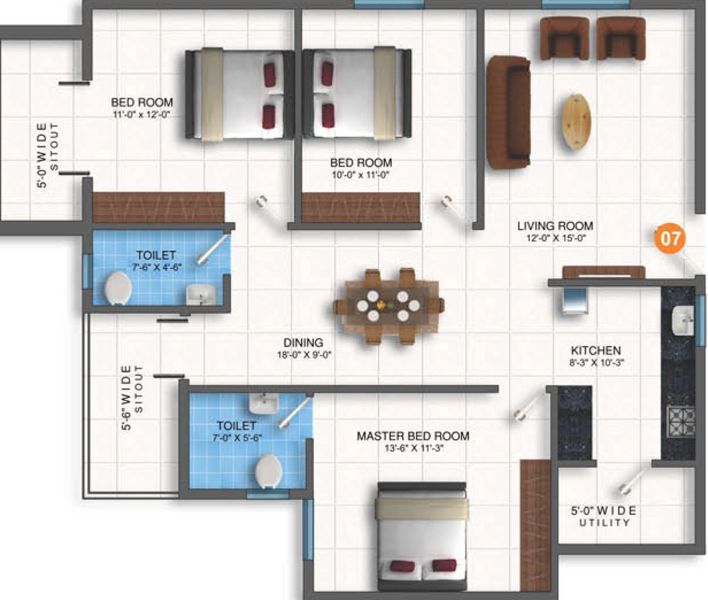 3 BHK Flat in JP Tulips in Hoskote, Bangalore - Image 926896