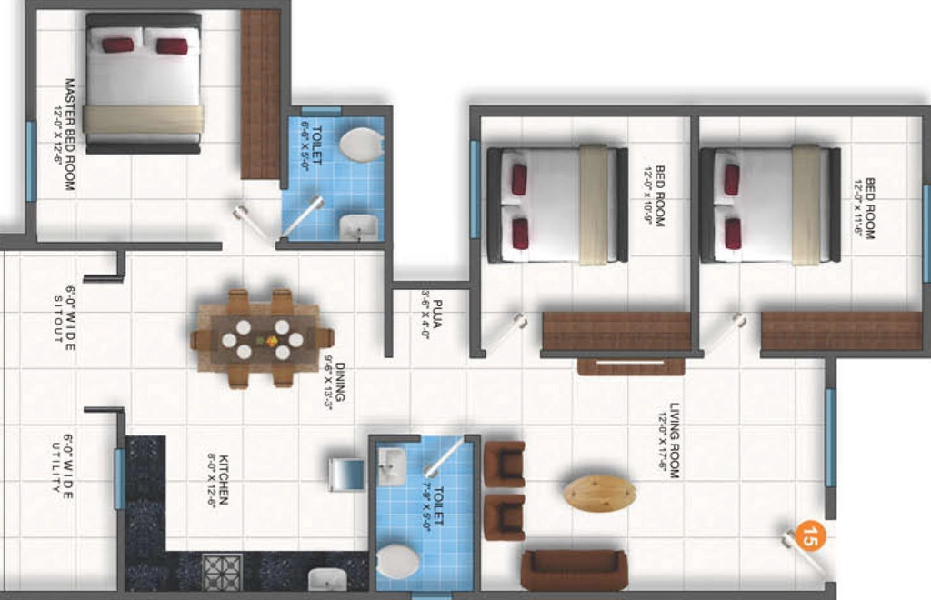 3 BHK Flat in JP Tulips in Hoskote, Bangalore - Image 926897