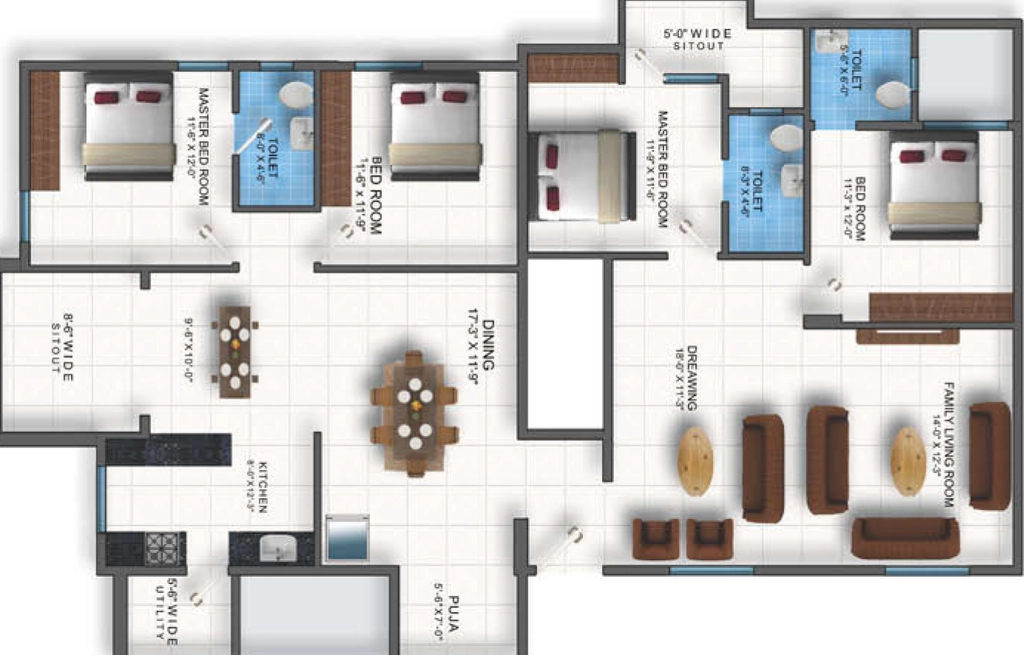 4 BHK Flat in JP Tulips in Hoskote, Bangalore - Image 926899